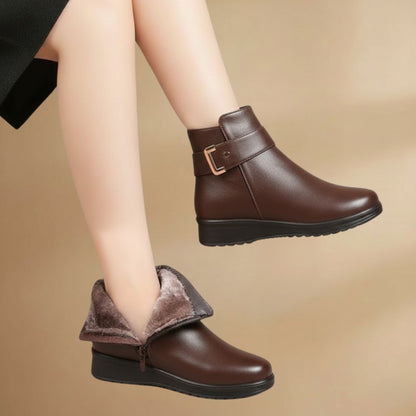 Ladies' Low Heel Boots with Zipper and Faux Fur Inside