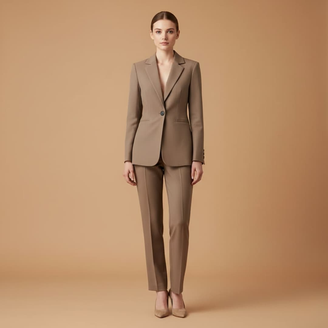 Classic 2-Piece Suit with Padded Jacket and Fitted Pants