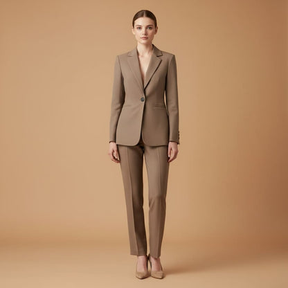 Classic 2-Piece Suit with Padded Jacket and Fitted Pants