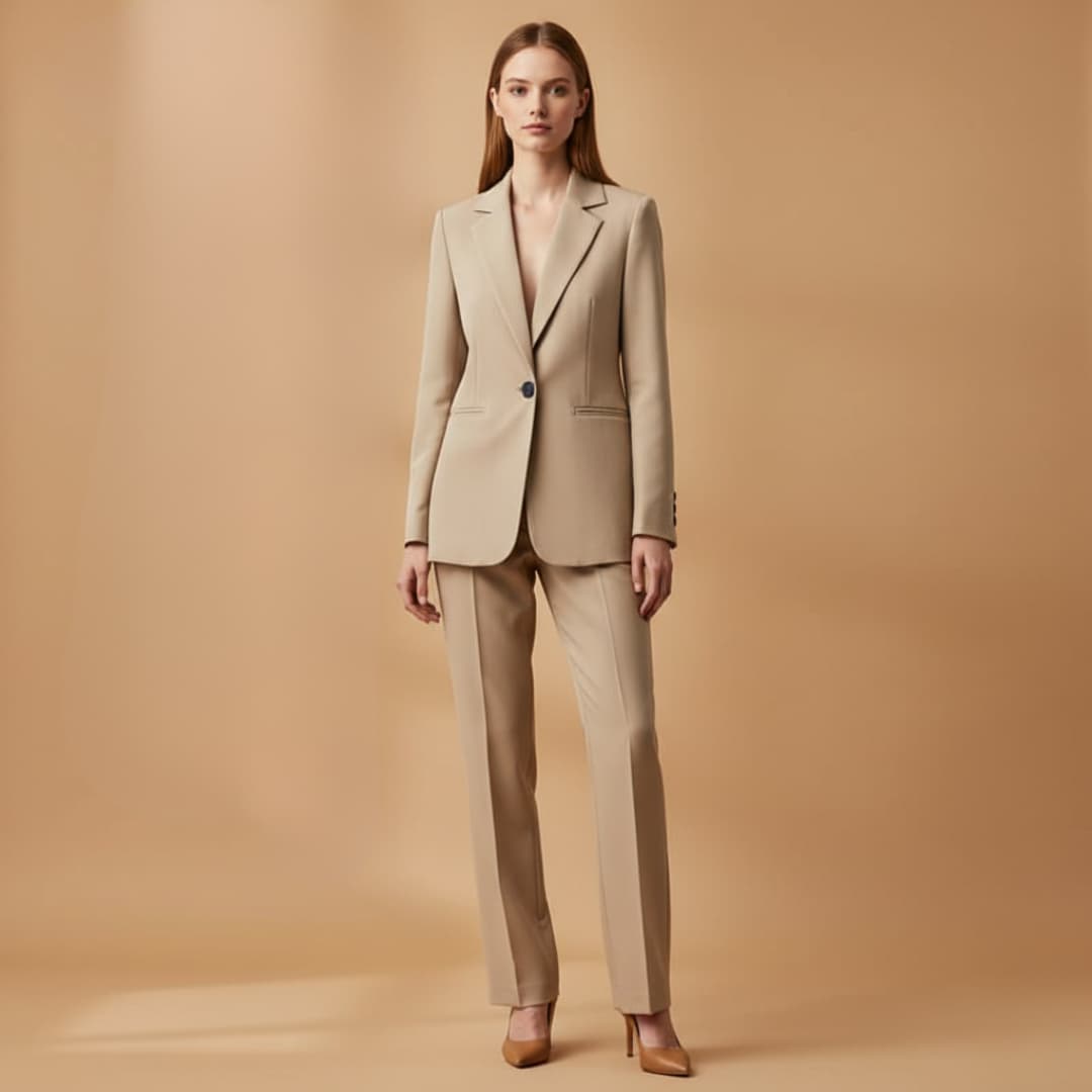 Classic 2-Piece Suit with Padded Jacket and Fitted Pants