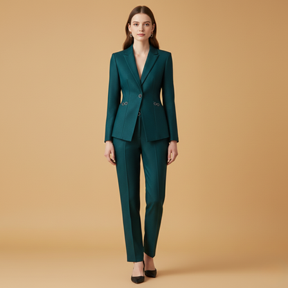 Classic 2 Piece Women's Suit with Single Button Jacket