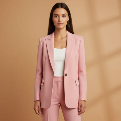 Classic 2 Piece Suit with Open Jacket and High Waisted Pants