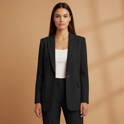 Classic 2 Piece Suit with Open Jacket and High Waisted Pants