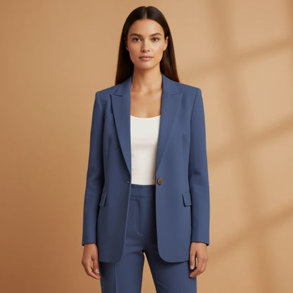 Classic 2 Piece Suit with Open Jacket and High Waisted Pants