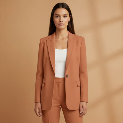 Classic 2 Piece Suit with Open Jacket and High Waisted Pants