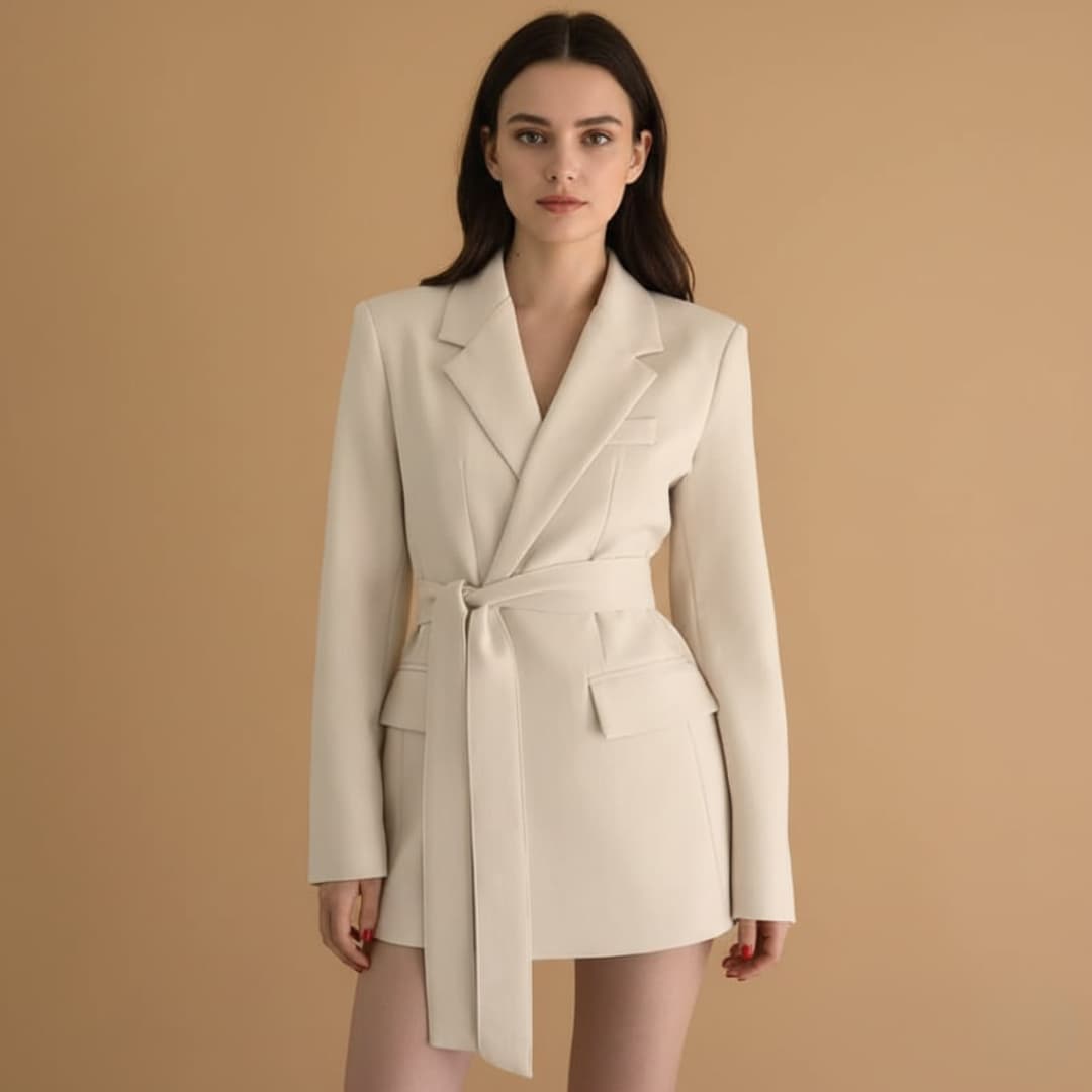 Ladies' Classic Fit Jacket with Adjustable Waist Belt