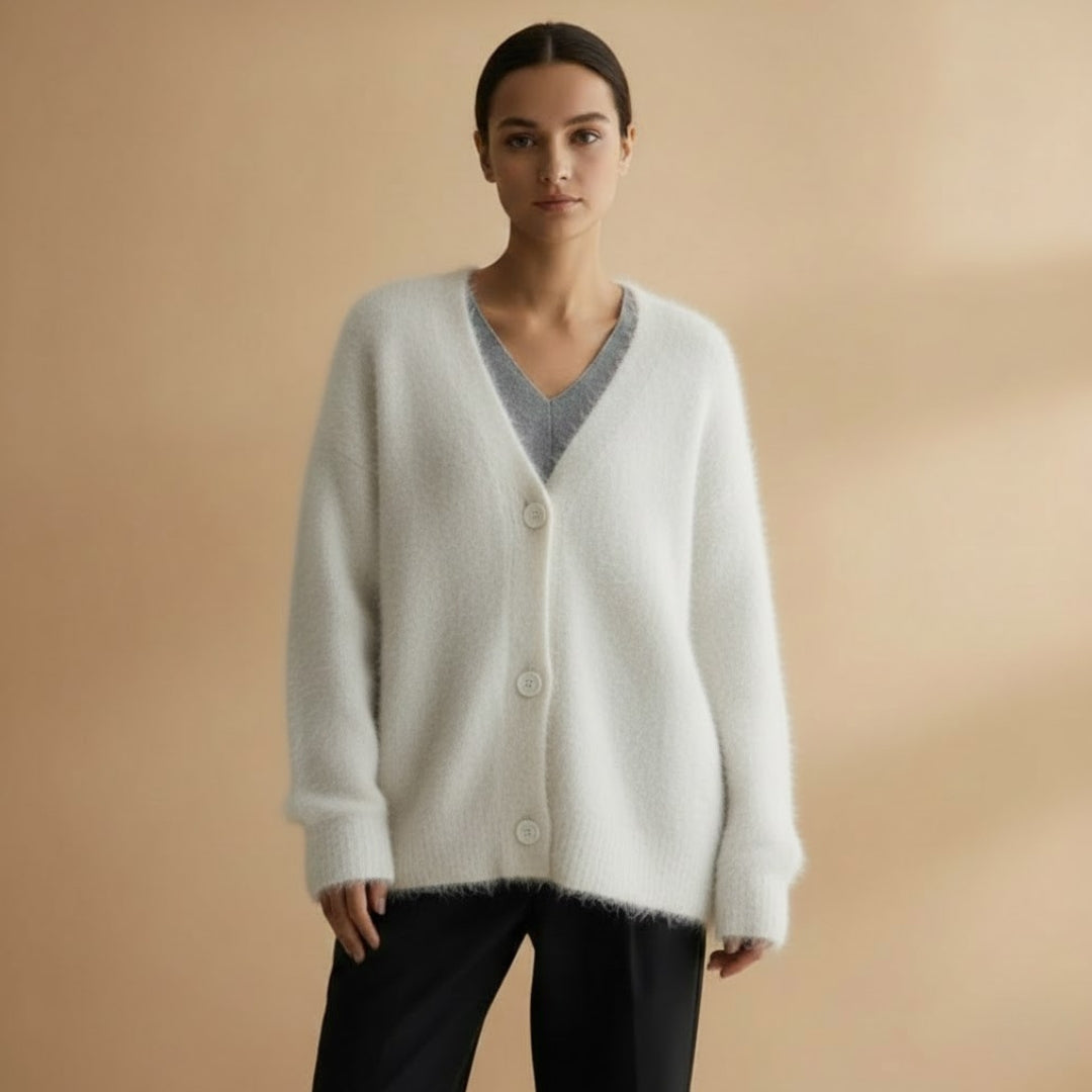 Ladies Open Front V Neck Sweater