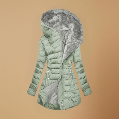 Warm Women's Zip Up Parka Coat with Fleece Lining - Modish World