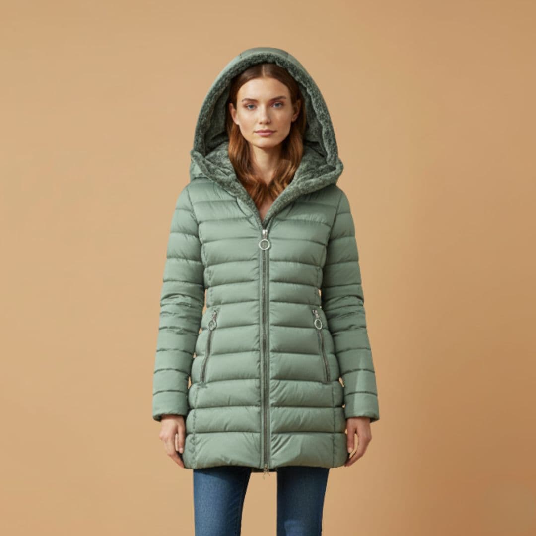 Warm Women's Zip Up Parka Coat with Fleece Lining