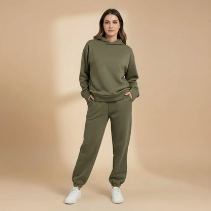 Ladies' Athletic Sweat Suit with Hoodie and Stretch Waist