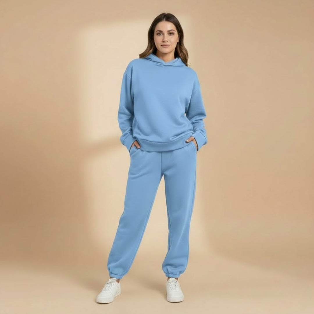 Ladies' Athletic Sweat Suit with Hoodie and Stretch Waist