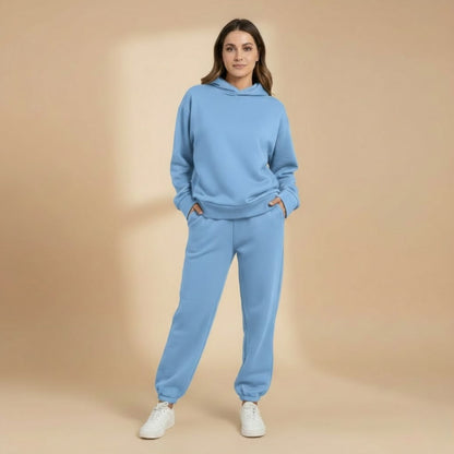 Ladies' Athletic Sweat Suit with Hoodie and Stretch Waist