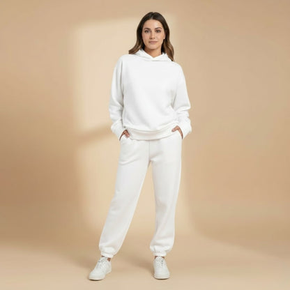 Ladies' Athletic Sweat Suit with Hoodie and Stretch Waist