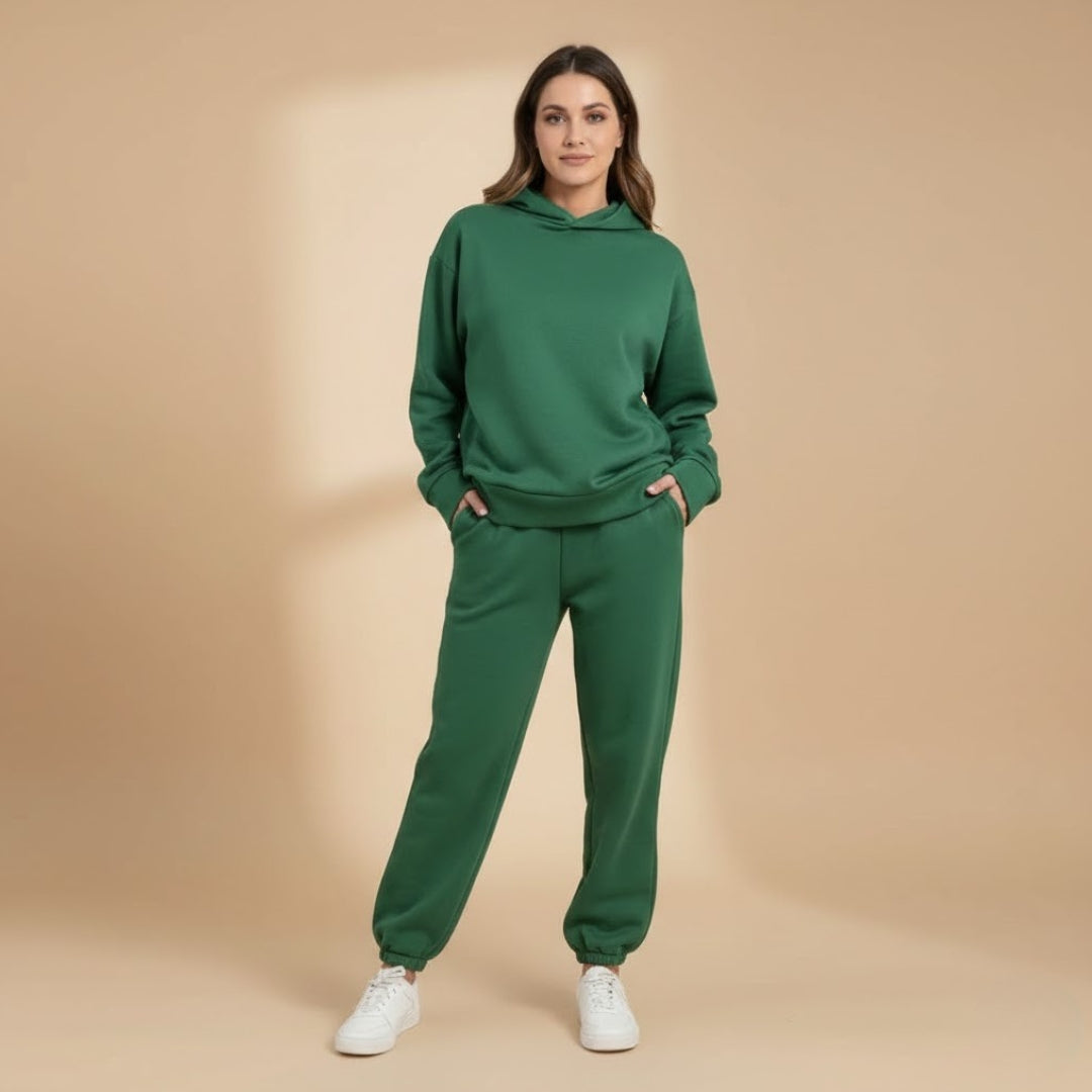 Ladies' Athletic Sweat Suit with Hoodie and Stretch Waist