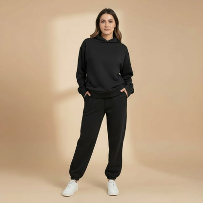 Ladies' Athletic Sweat Suit with Hoodie and Stretch Waist
