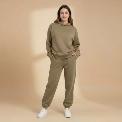 Ladies' Athletic Sweat Suit with Hoodie and Stretch Waist