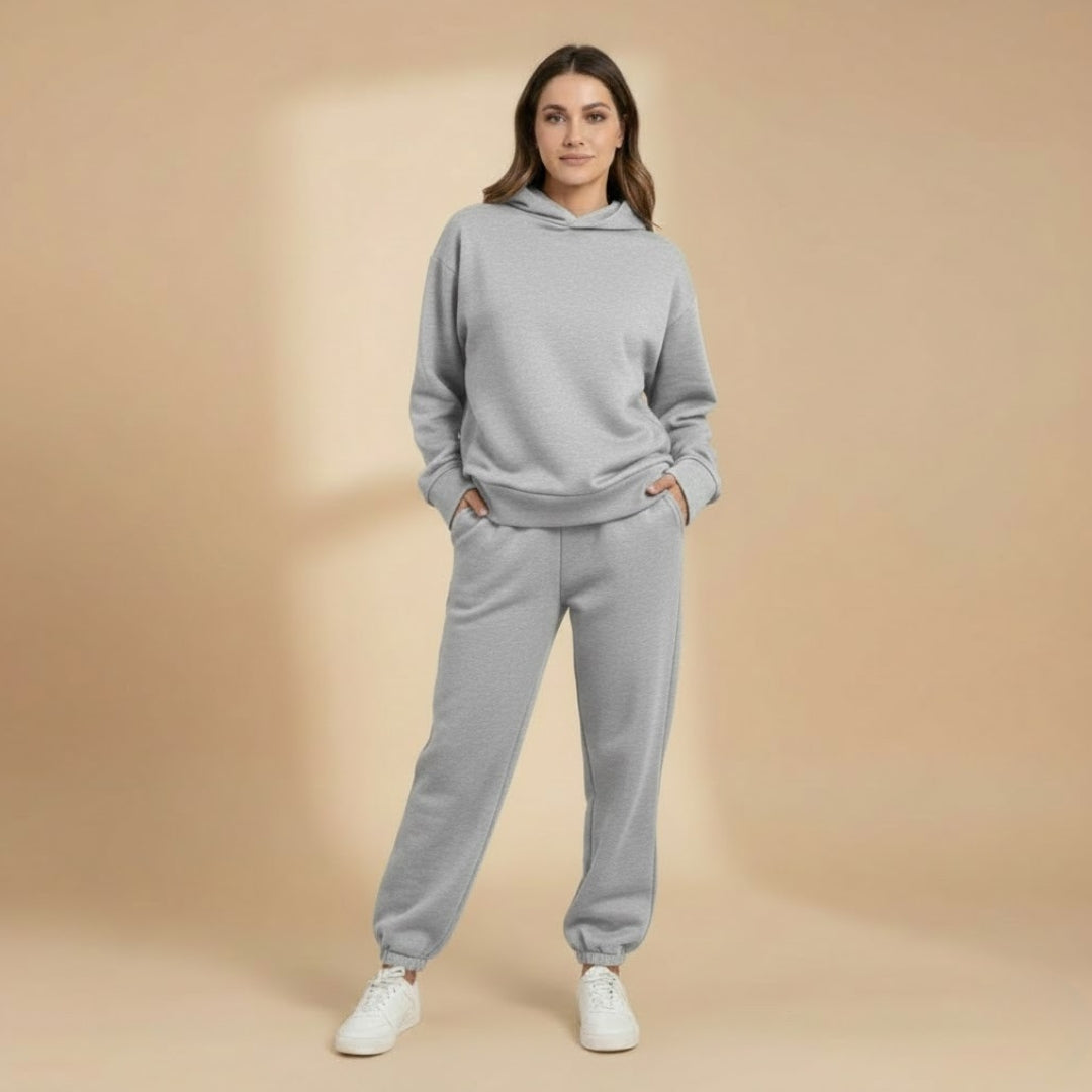 Ladies' Athletic Sweat Suit with Hoodie and Stretch Waist
