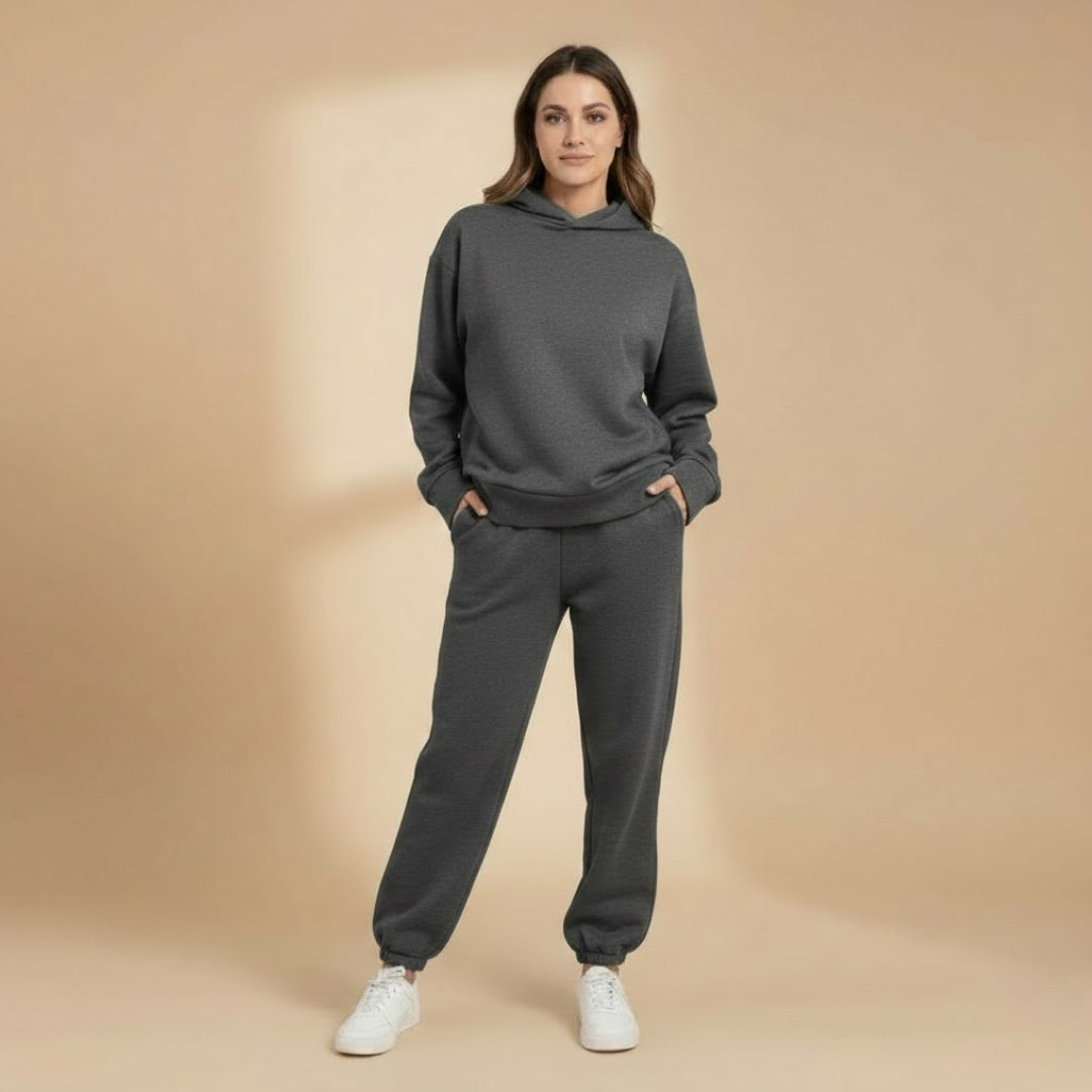 Ladies' Athletic Sweat Suit with Hoodie and Stretch Waist