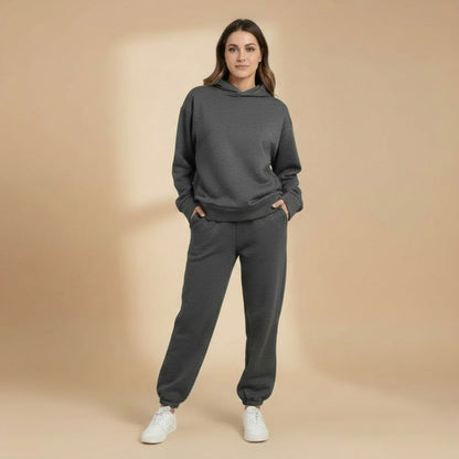 Ladies' Athletic Sweat Suit with Hoodie and Stretch Waist