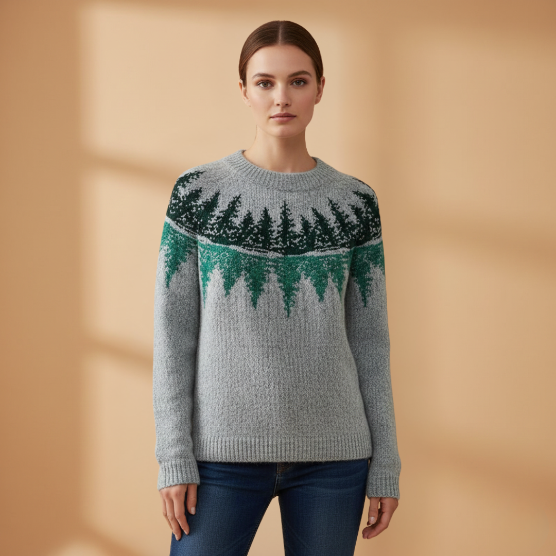 Soft Women's Crew Neck Patterned Sweater