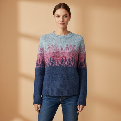 Soft Women's Crew Neck Patterned Sweater