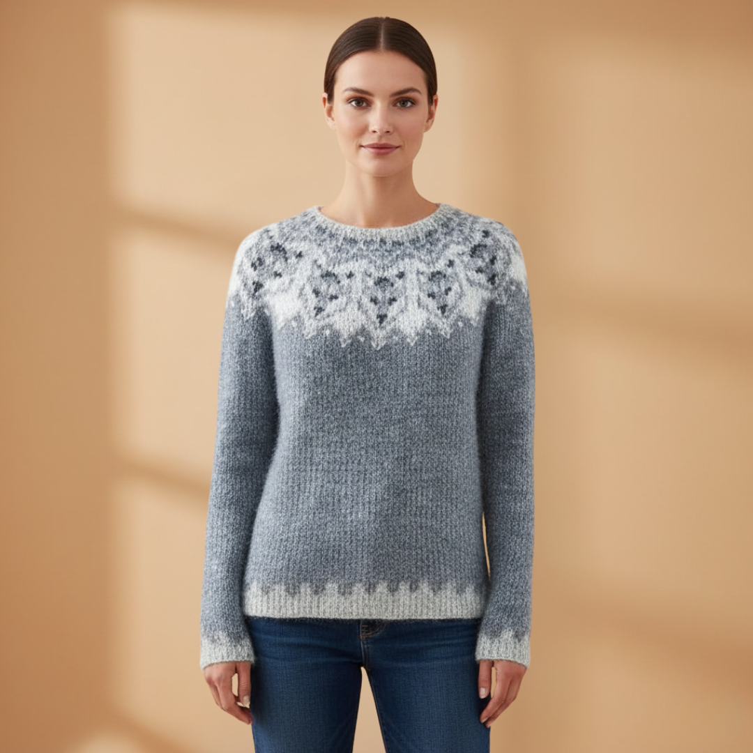 Soft Women's Crew Neck Patterned Sweater
