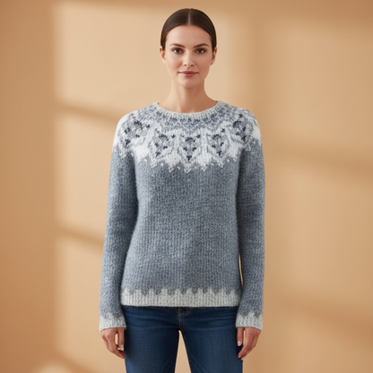 Soft Women's Crew Neck Patterned Sweater