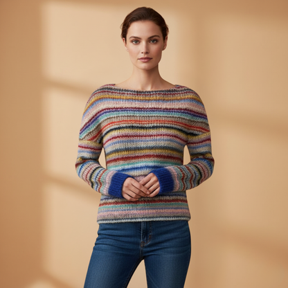 Soft Women's Crew Neck Patterned Sweater