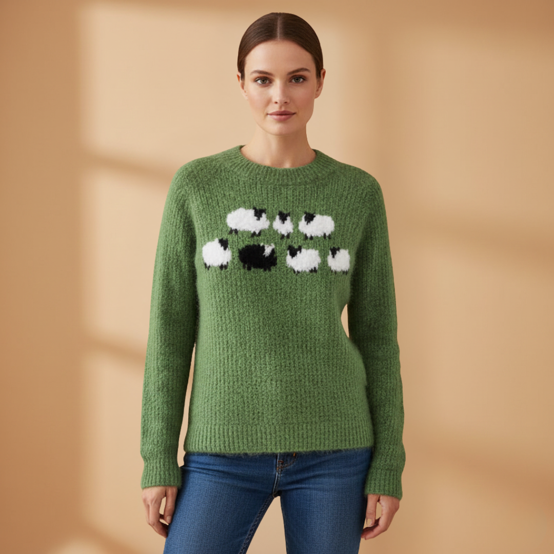 Soft Women's Crew Neck Patterned Sweater