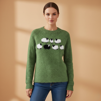 Soft Women's Crew Neck Patterned Sweater