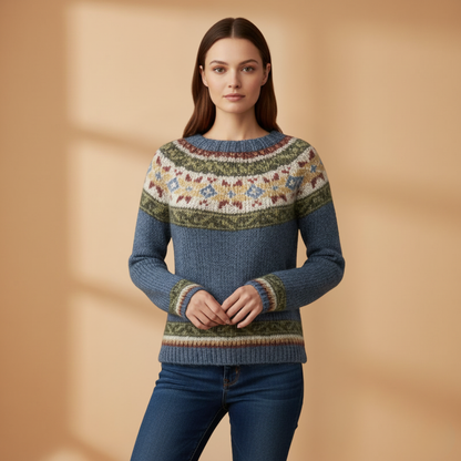 Soft Women's Crew Neck Patterned Sweater