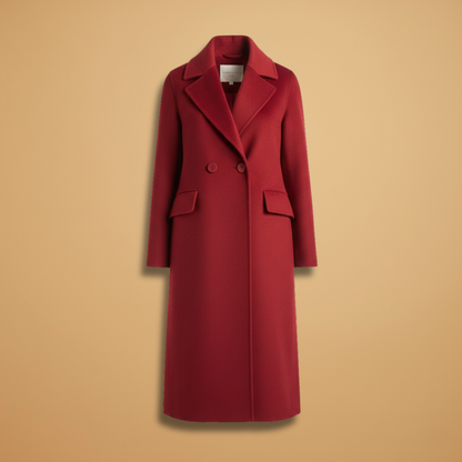Ladies Classic Overcoat with Faux Fur Collar and Pocket Details - Modish World