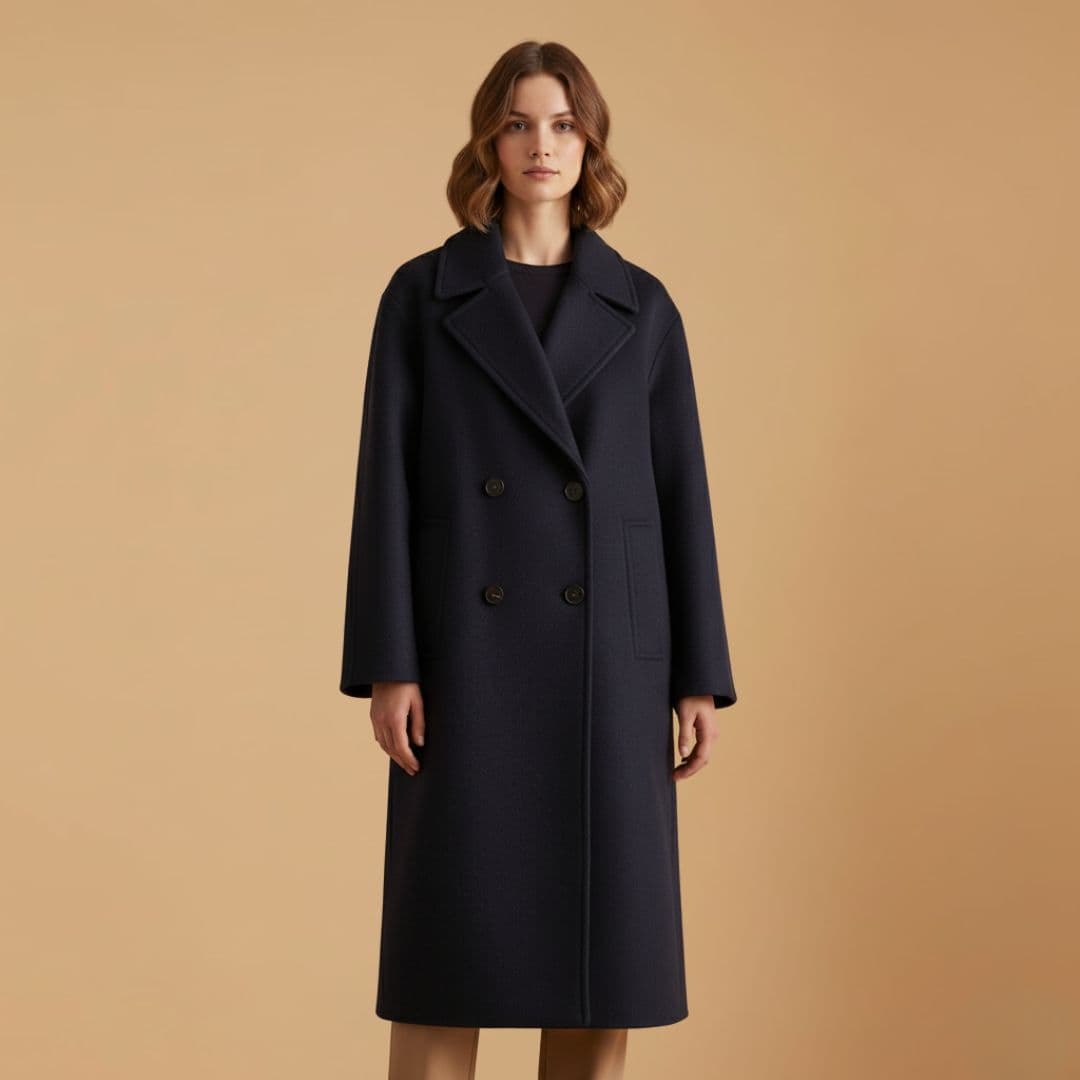 Classic Double Breasted Wool Overcoat for Women