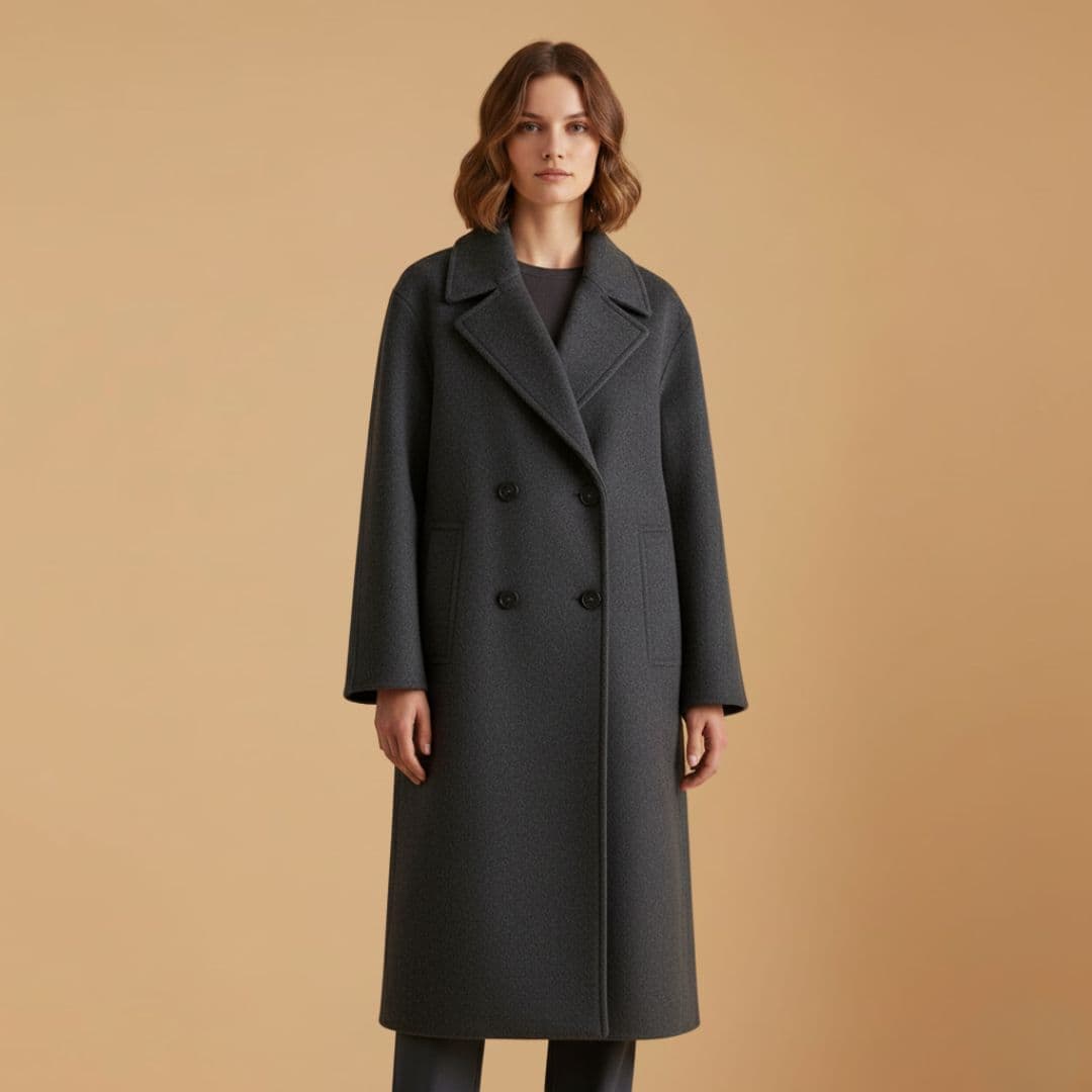 Classic Double Breasted Wool Overcoat for Women