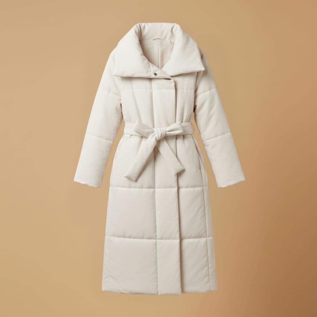 Ladies Warm Parka Coat with Faux Fur Hood and Belt - Modish World