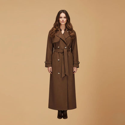 Classic Double Breasted Belted Coat for Women