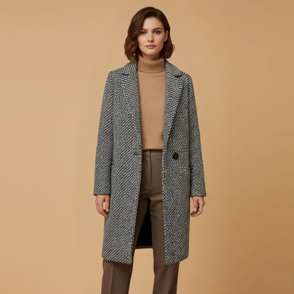 Women's Classic Overcoat with Button Front and Notch Collar