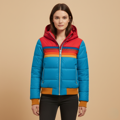 Warm Padded Parka with Hood and Zip