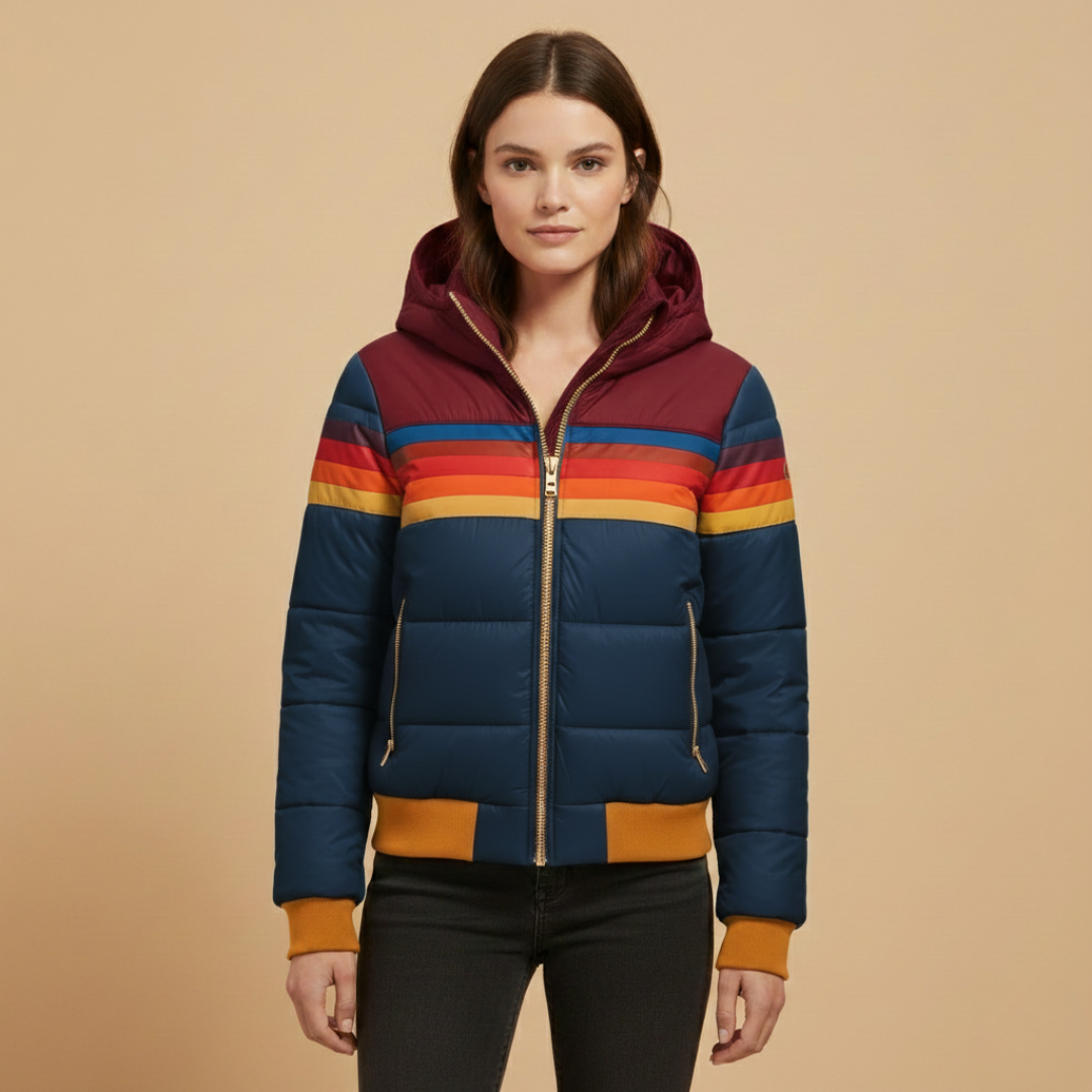 Warm Padded Parka with Hood and Zip
