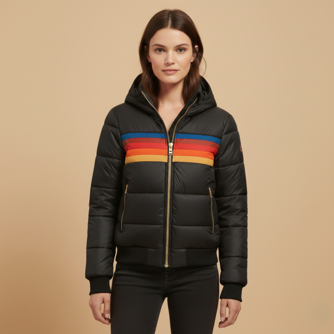 Warm Padded Parka with Hood and Zip