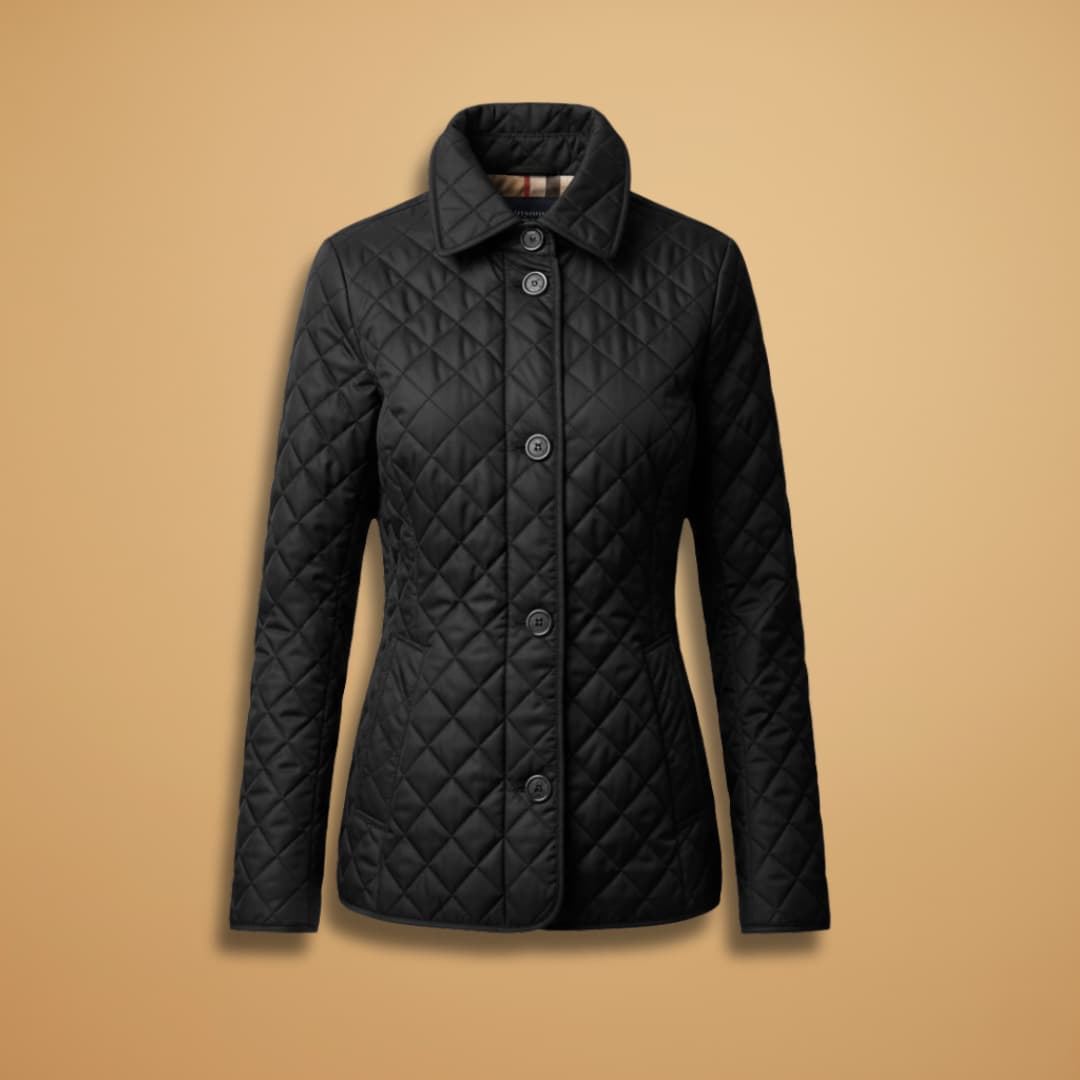 Ladies' Padded Coat with Folded Collar and Button Fastening - Modish World