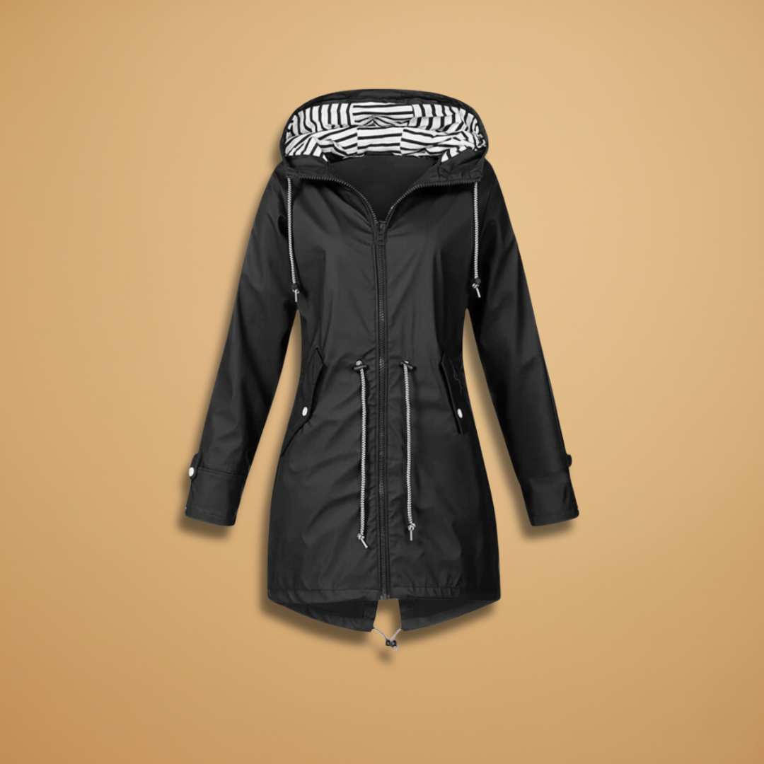 Waterproof Hooded Women's Raincoat with Adjustable Waist - Modish World