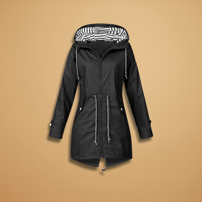 Waterproof Hooded Women's Raincoat with Adjustable Waist - Modish World