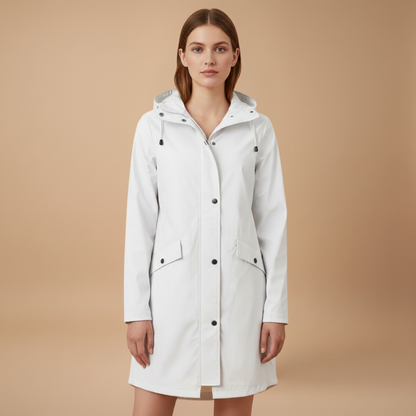 Waterproof Hooded Women's Raincoat with Pockets