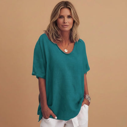 Feminine Casual V Neck Short Sleeve Top