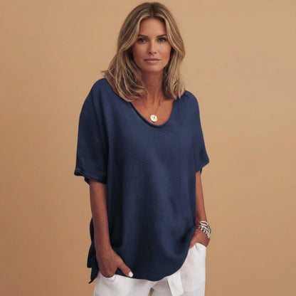 Feminine Casual V Neck Short Sleeve Top