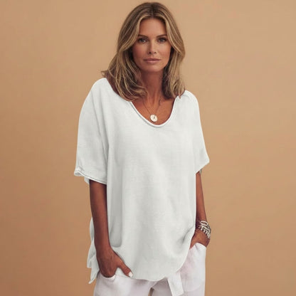 Feminine Casual V Neck Short Sleeve Top