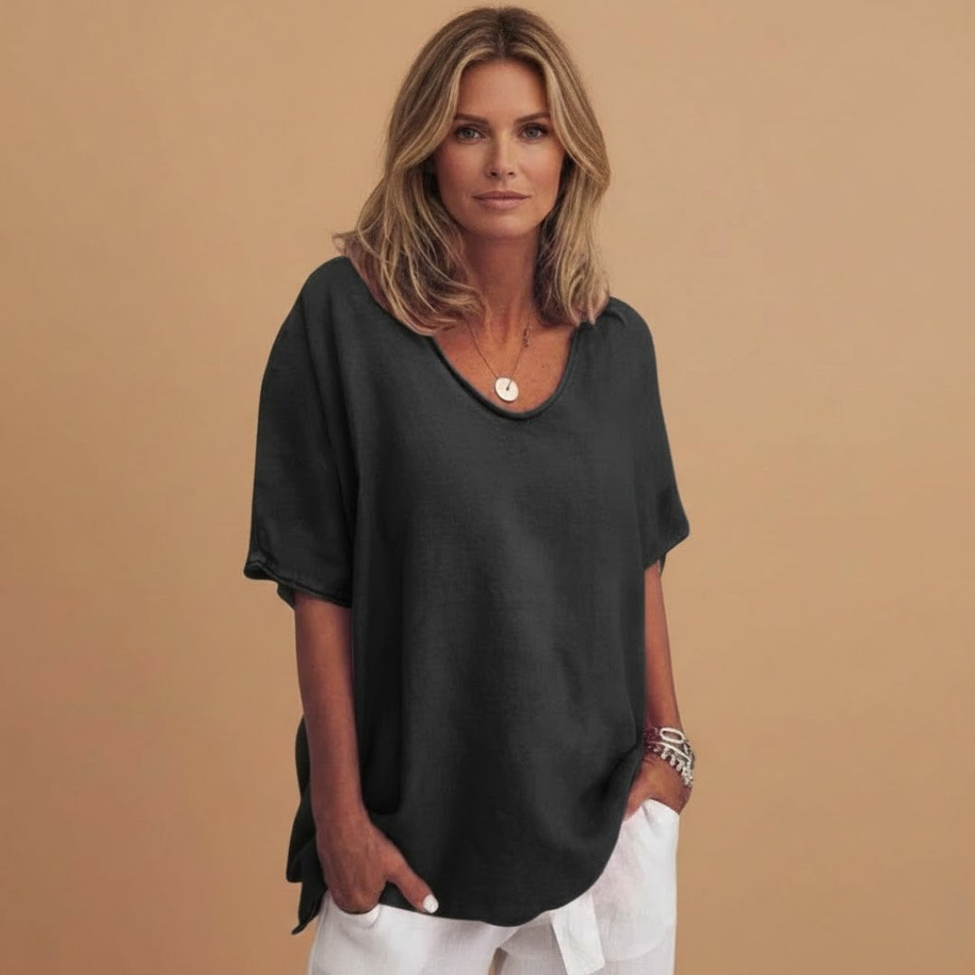 Feminine Casual V Neck Short Sleeve Top