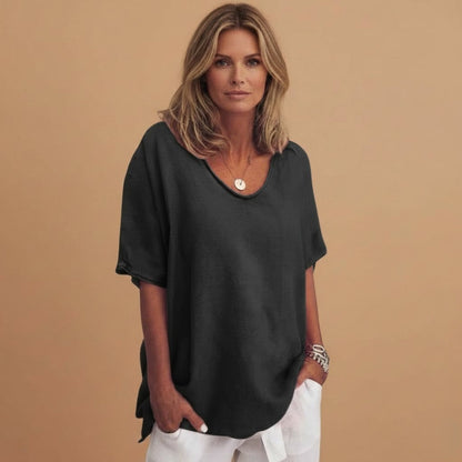 Feminine Casual V Neck Short Sleeve Top