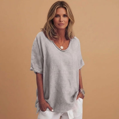 Feminine Casual V Neck Short Sleeve Top